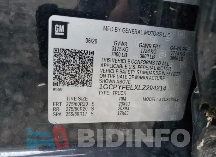 1GCPYFELXLZ294214 Photo# 12