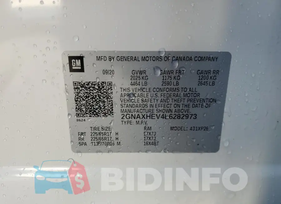 2GNAXHEV4L6282973 Photo# 12