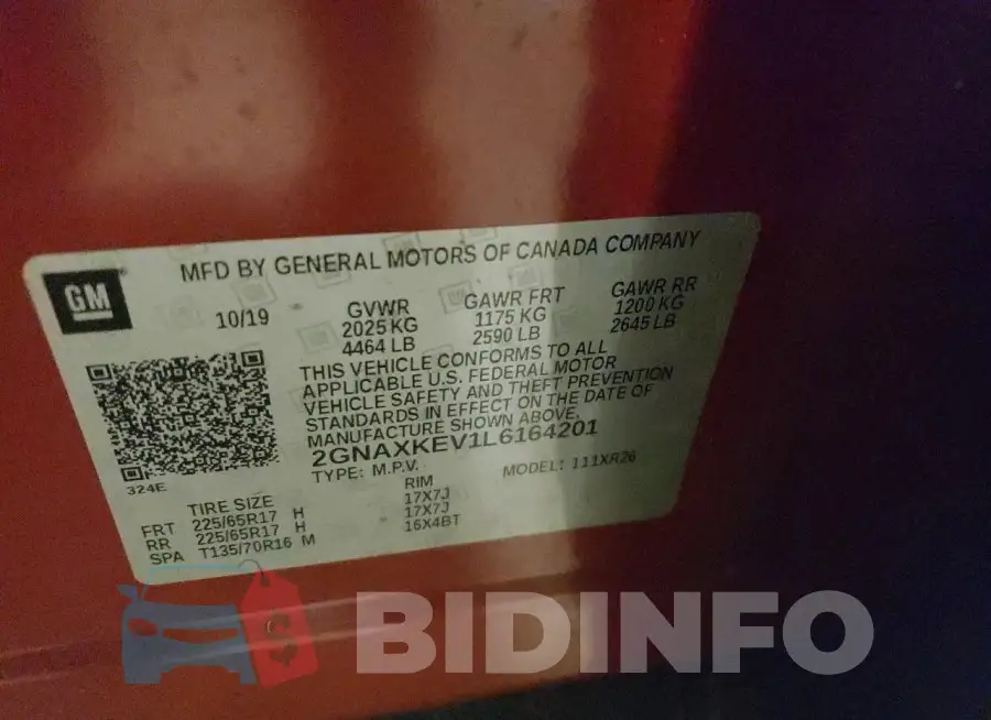 2GNAXKEV1L6164201 Photo# 12