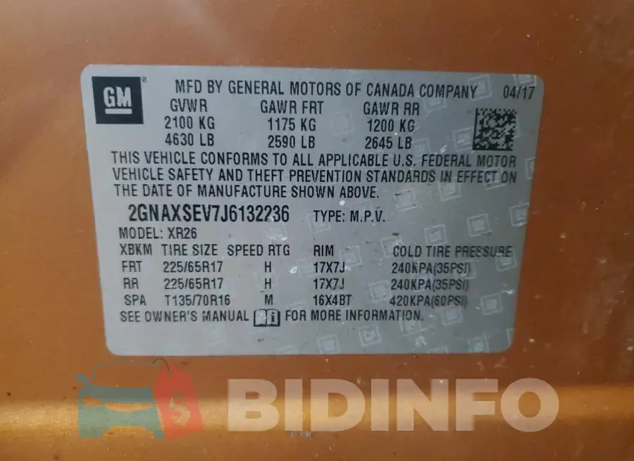 2GNAXSEV7J6132236 Photo# 13