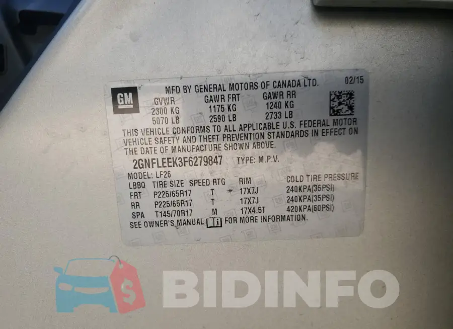 2GNFLEEK3F6279847 Photo# 12