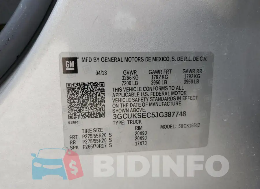 3GCUKSEC5JG387748 Photo# 12