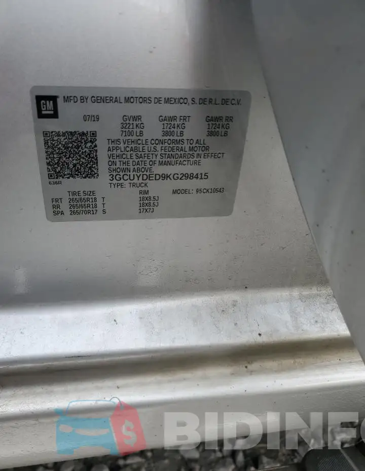3GCUYDED9KG298415 Photo# 12