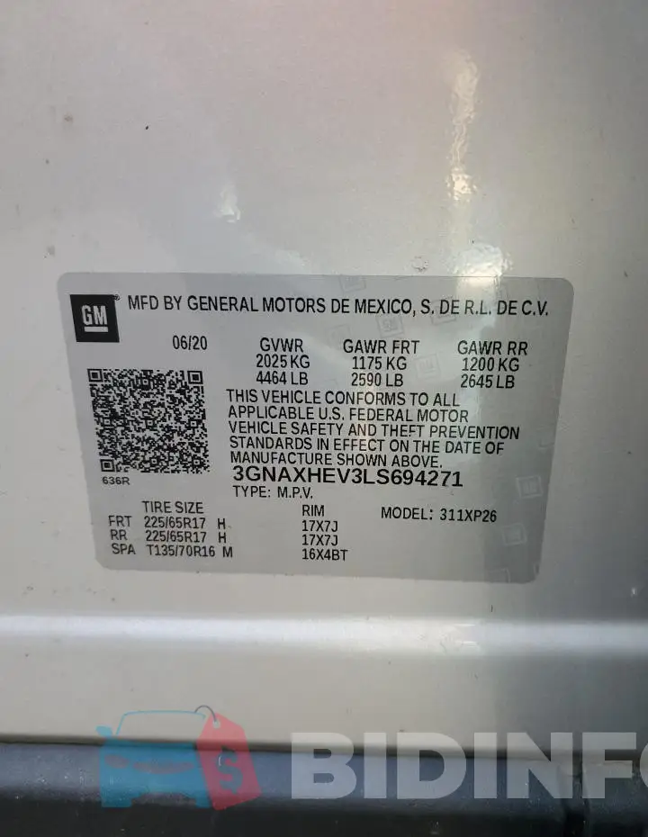 3GNAXHEV3LS694271 Photo# 14