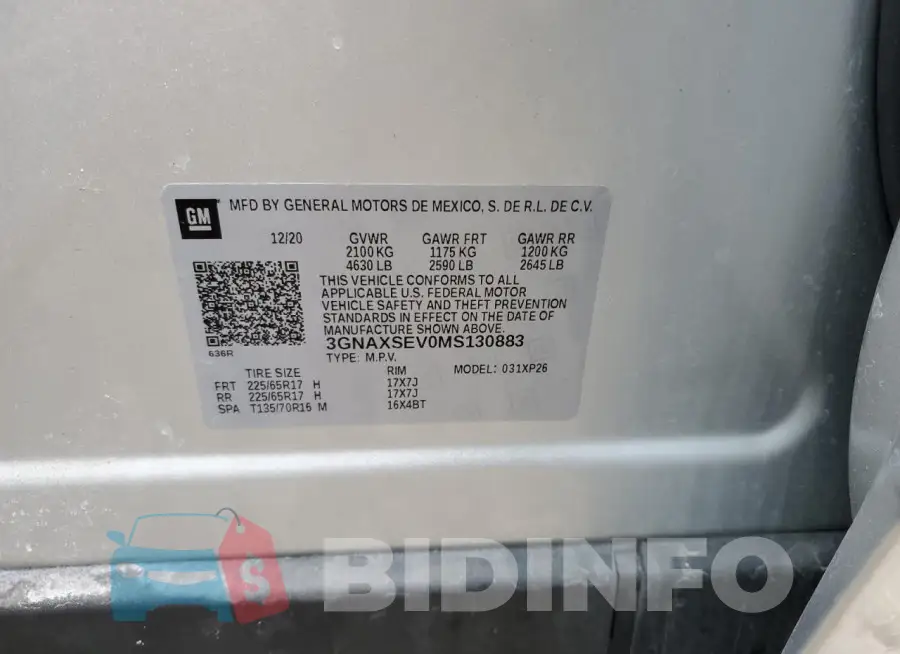 3GNAXSEV0MS130883 Photo# 12