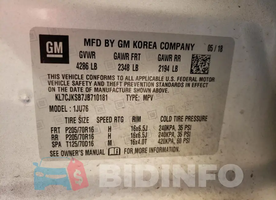 KL7CJKSB7JB710181 Photo# 14