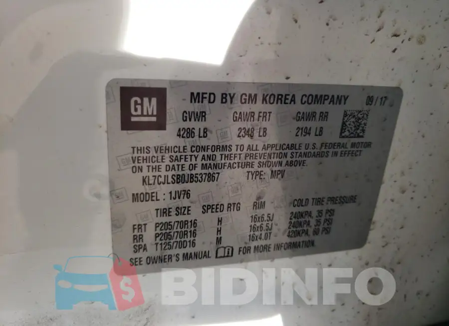 KL7CJLSB0JB537867 Photo# 12