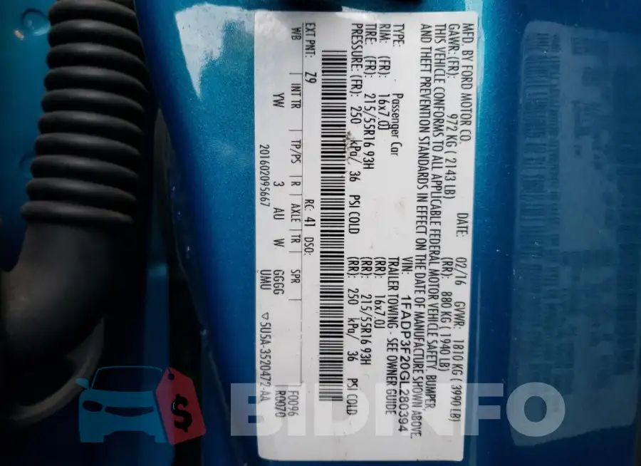 1FADP3F20GL280394 Photo# 12