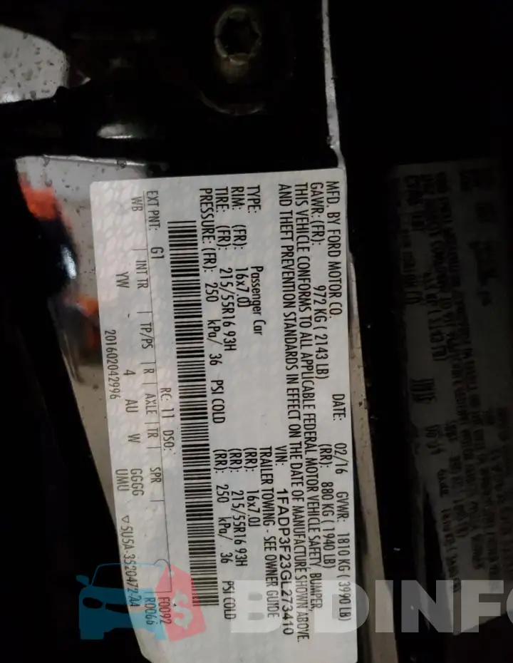 1FADP3F23GL273410 Photo# 12