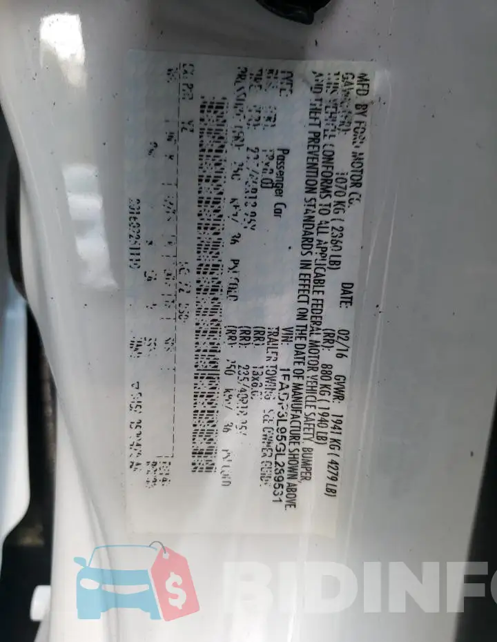 1FADP3L95GL289531 Photo# 12