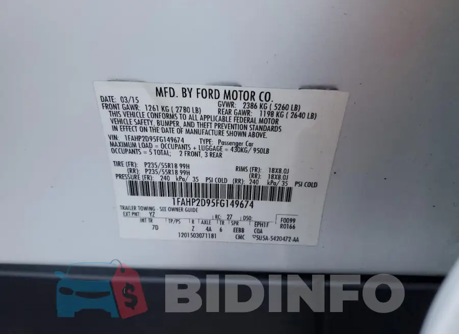1FAHP2D95FG149674 Photo# 12