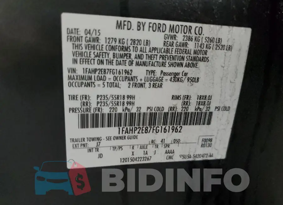 1FAHP2E87FG161962 Photo# 13