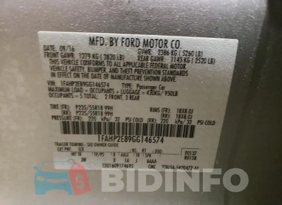 1FAHP2E89GG146574 Photo# 12