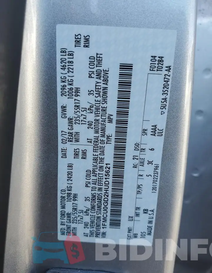 1FMCU0GD2HUD15621 Photo# 13