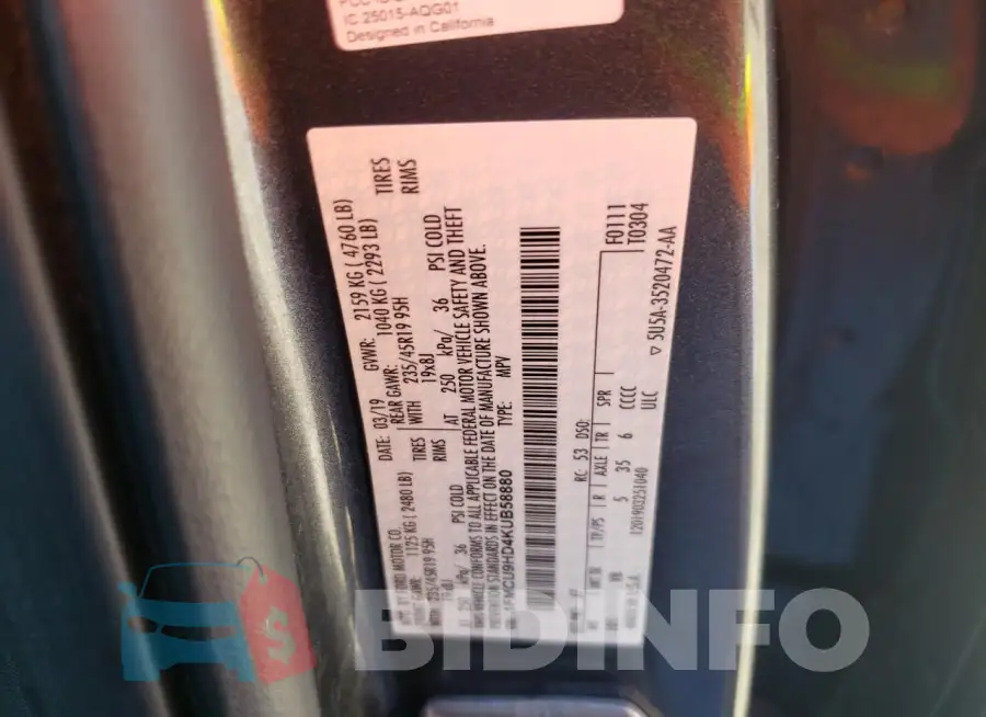 1FMCU9HD4KUB58880 Photo# 13