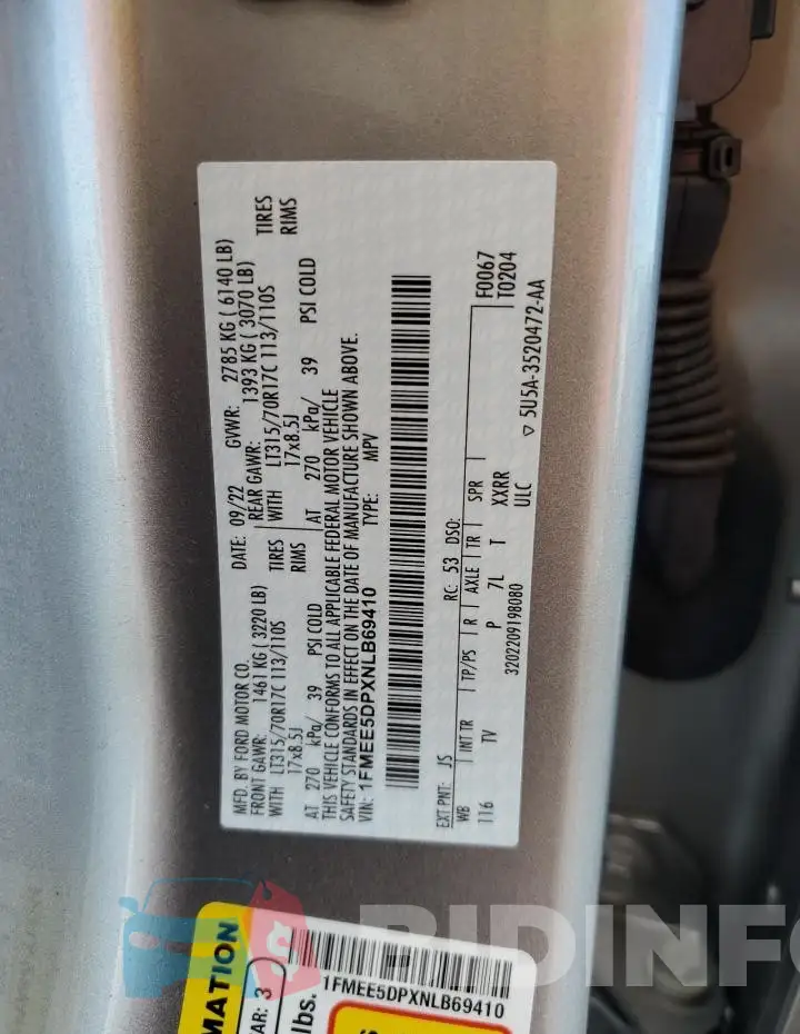 1FMEE5DPXNLB69410 Photo# 13