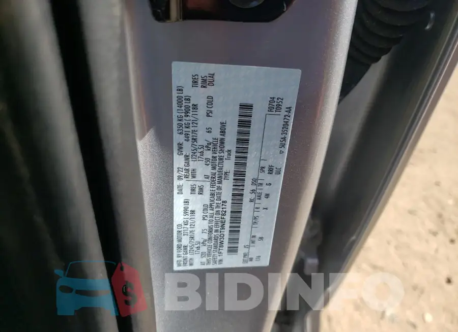 1FT8W3DT9NEF82178 Photo# 13