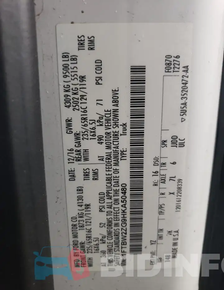 1FTBW2ZG9HKA50480 Photo# 13