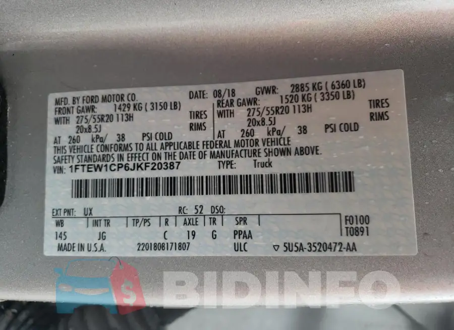 1FTEW1CP6JKF20387 Photo# 12