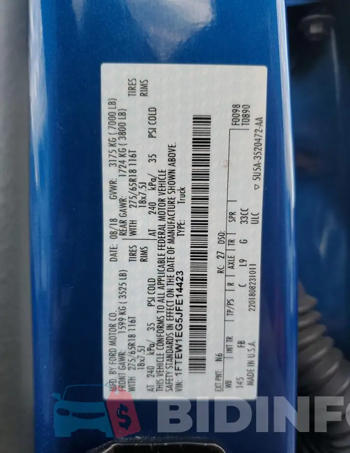 1FTEW1EG5JFE14423 Photo# 13