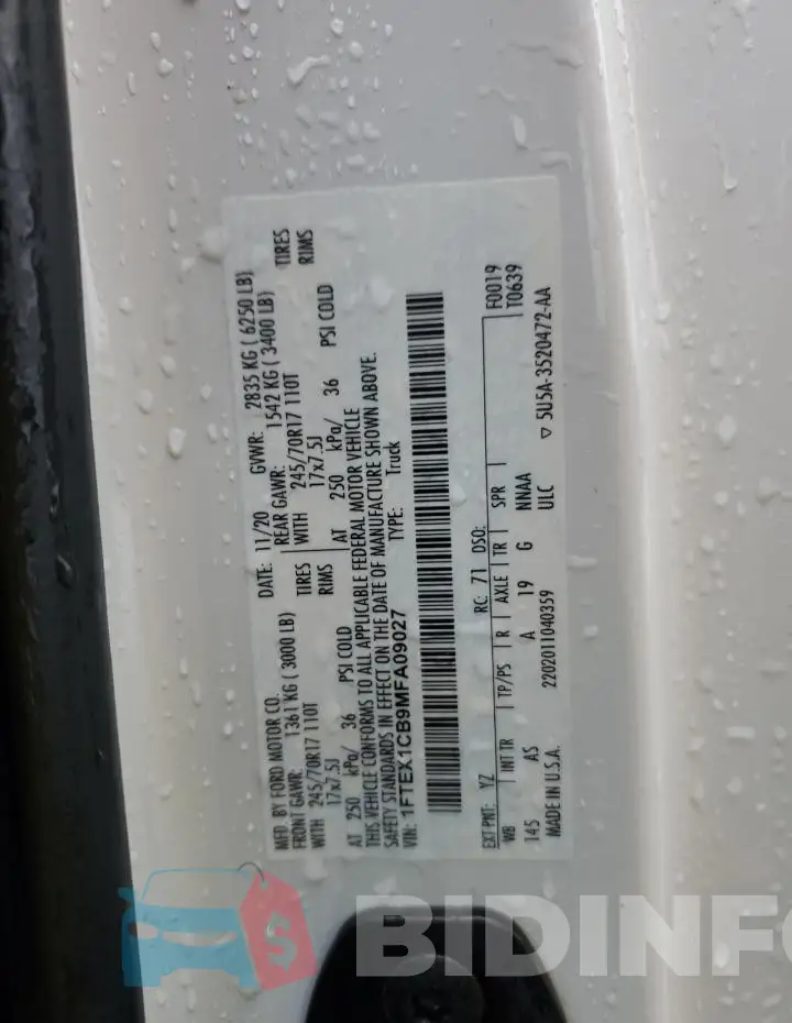 1FTEX1CB9MFA09027 Photo# 12