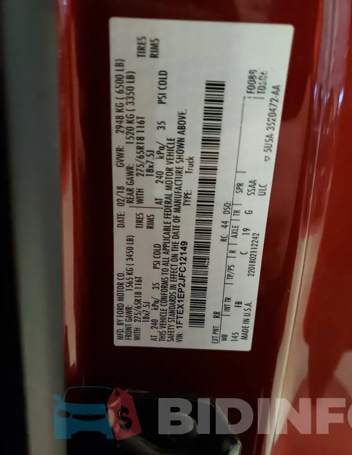 1FTEX1EP2JFC12149 Photo# 12