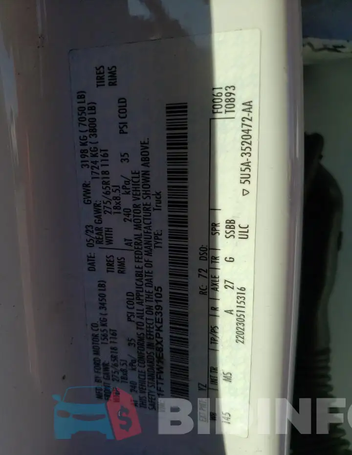 1FTFW1E8XPKE39105 Photo# 12