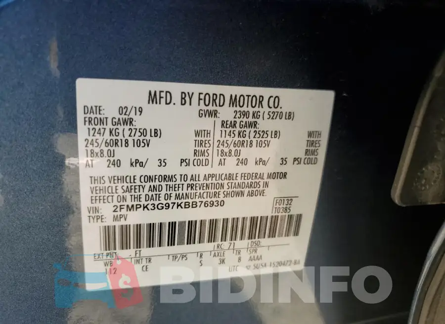 2FMPK3G97KBB76930 Photo# 12