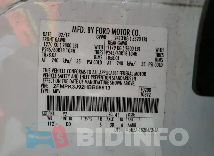 2FMPK3J92HBB58613 Photo# 14
