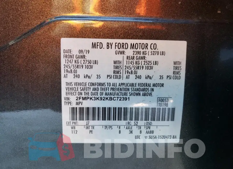 2FMPK3K92KBC72391 Photo# 13