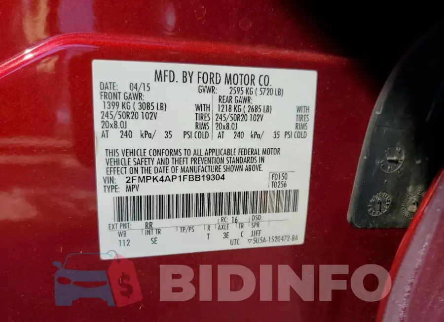 2FMPK4AP1FBB19304 Photo# 12