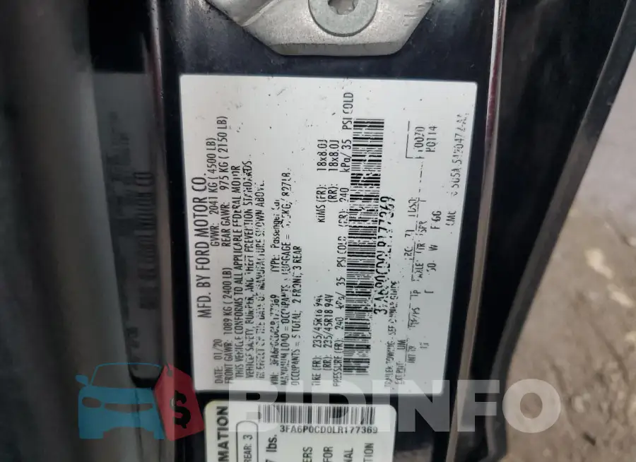 3FA6P0CD0LR177369 Photo# 12