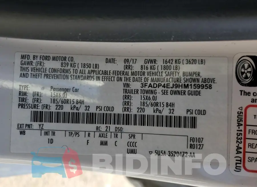 3FADP4EJ9HM159958 Photo# 13
