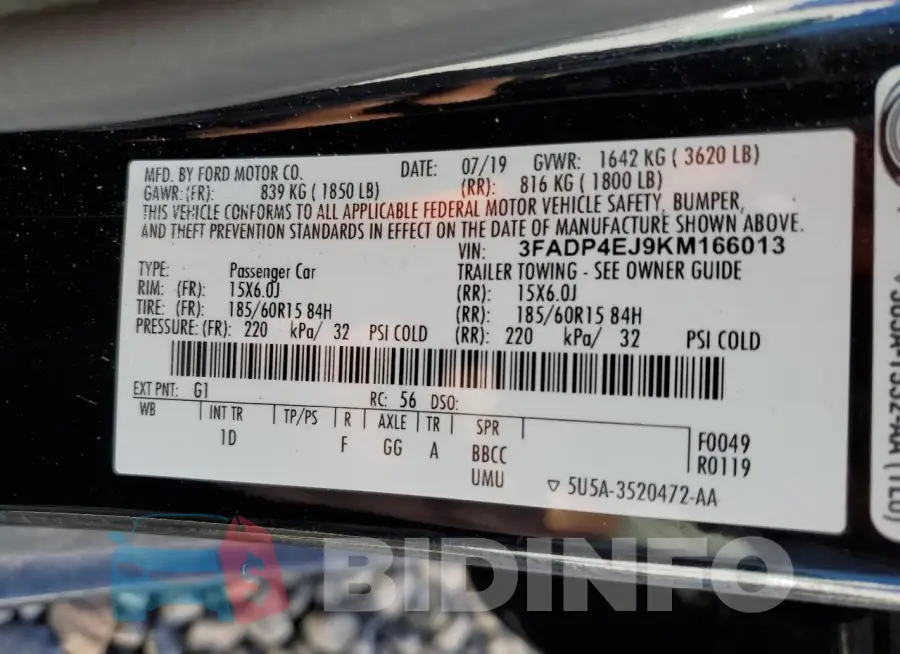 3FADP4EJ9KM166013 Photo# 13