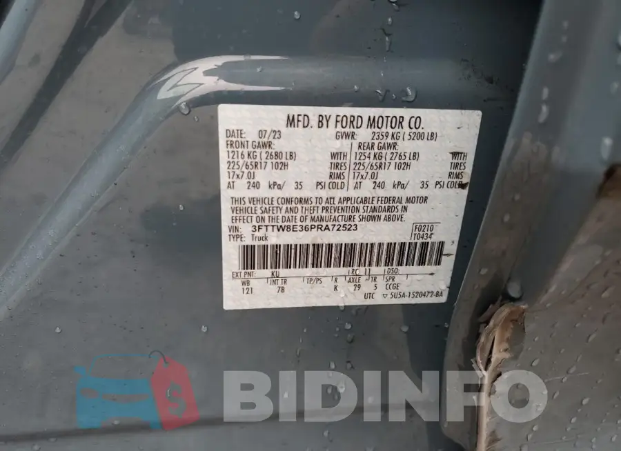 3FTTW8E36PRA72523 Photo# 12