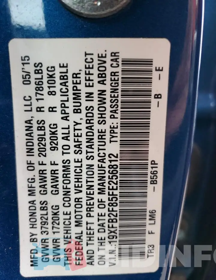 19XFB2F85FE256812 Photo# 12