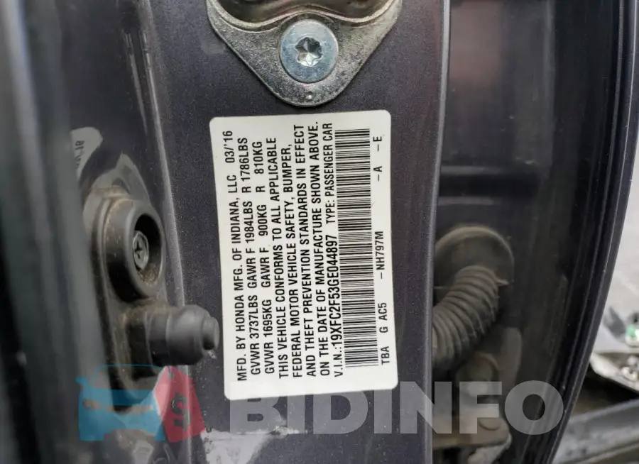 19XFC2F53GE044897 Photo# 12