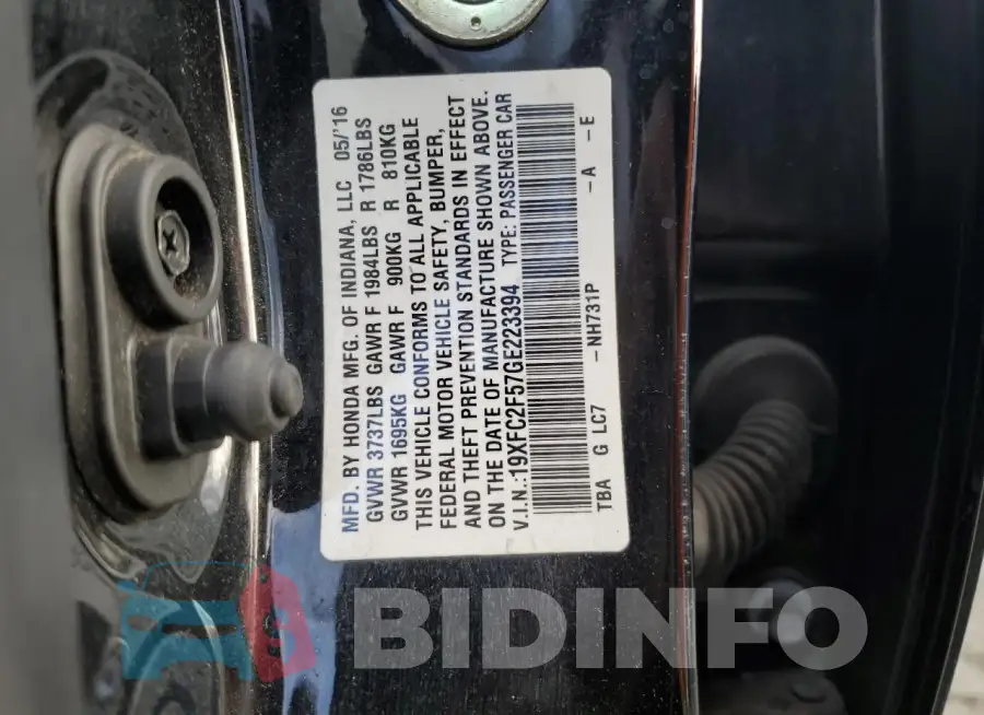 19XFC2F57GE223394 Photo# 12