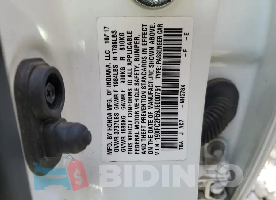 19XFC2F59JE000751 Photo# 13