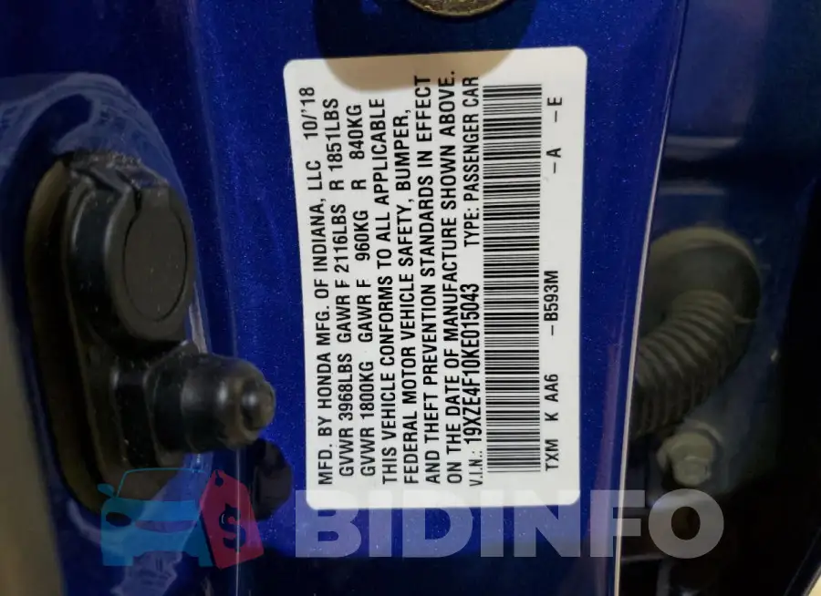 19XZE4F10KE015043 Photo# 12