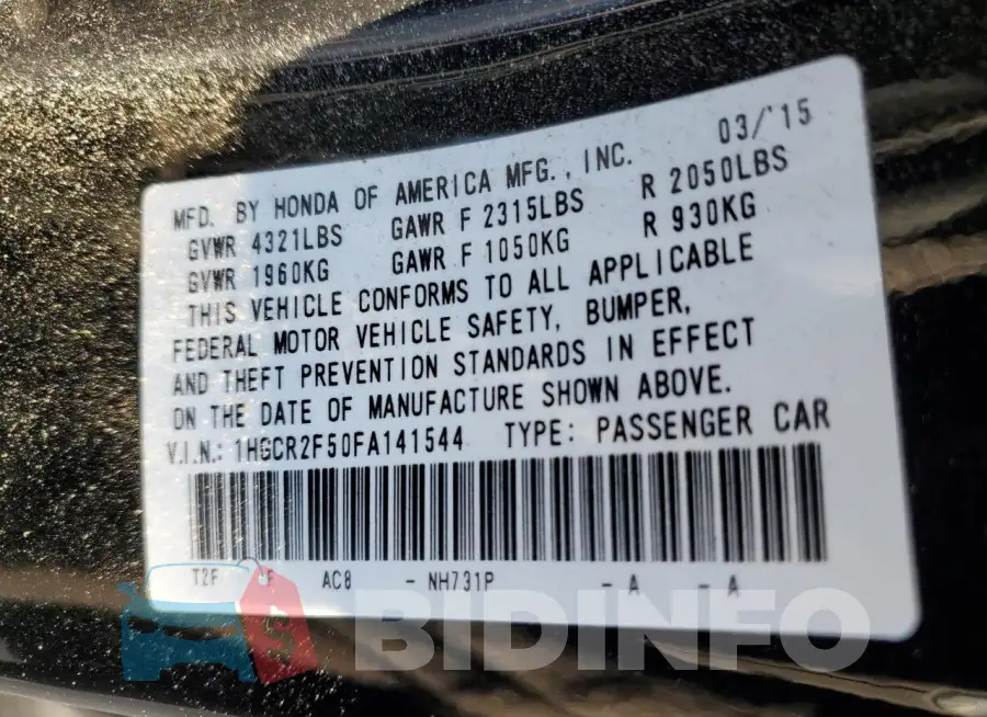 1HGCR2F50FA141544 Photo# 13