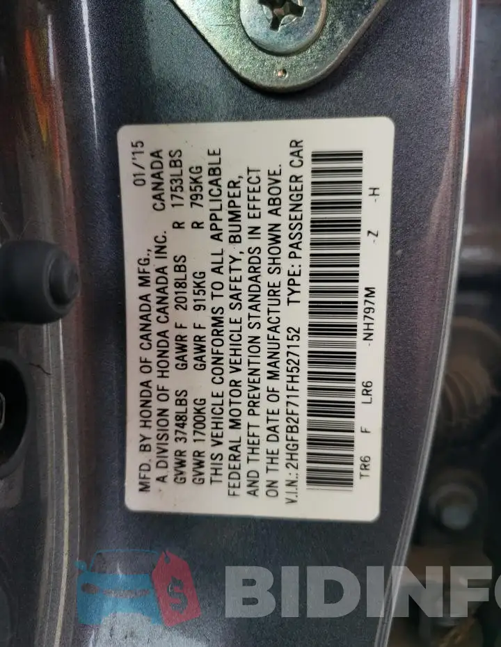 2HGFB2F71FH527152 Photo# 12