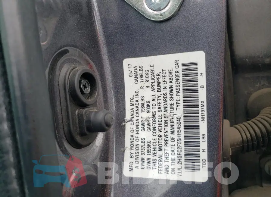 2HGFC2F55HH545040 Photo# 12