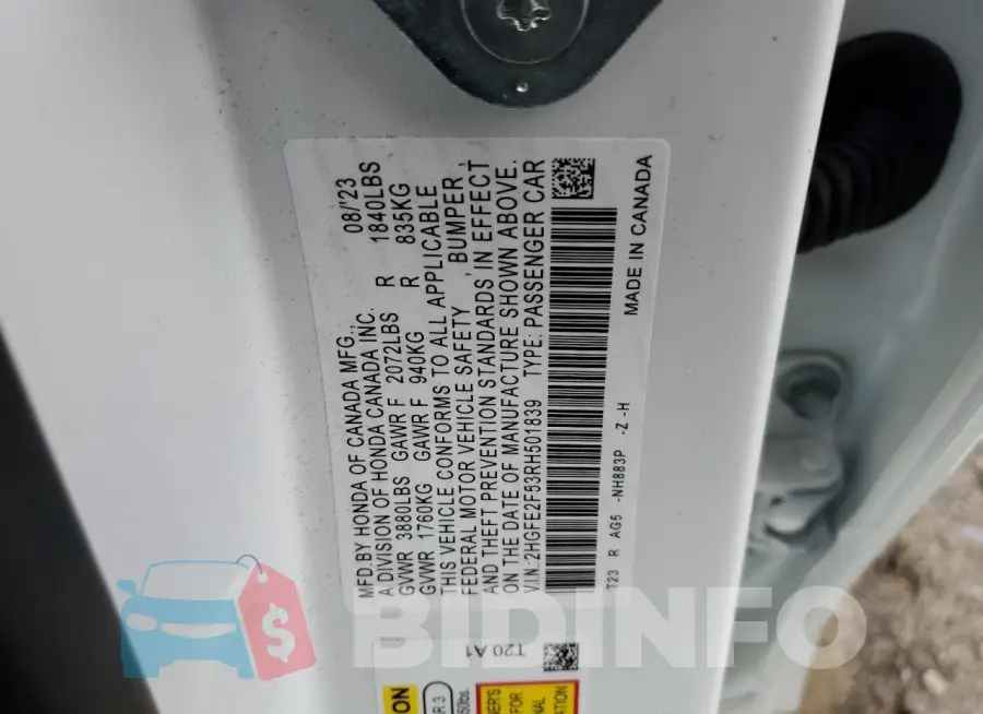 2HGFE2F53RH501839 Photo# 12
