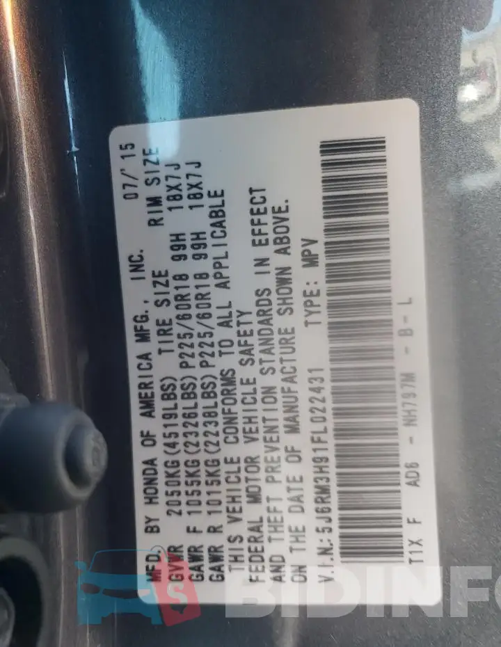 5J6RM3H91FL022431 Photo# 12