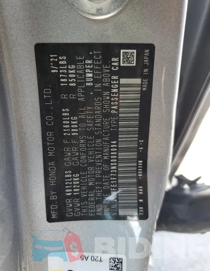 JHMFE1F73NX008094 Photo# 12