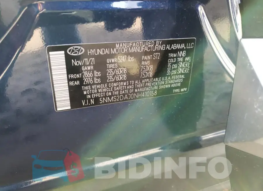 5NMS2DAJ0NH410158 Photo# 13