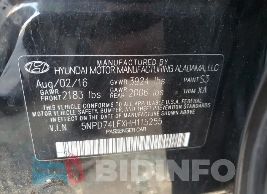 5NPD74LFXHH115255 Photo# 12