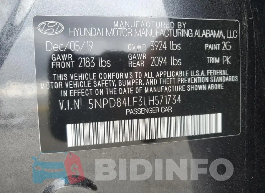 5NPD84LF3LH571734 Photo# 13