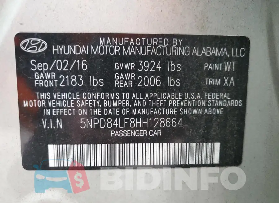 5NPD84LF8HH128664 Photo# 12